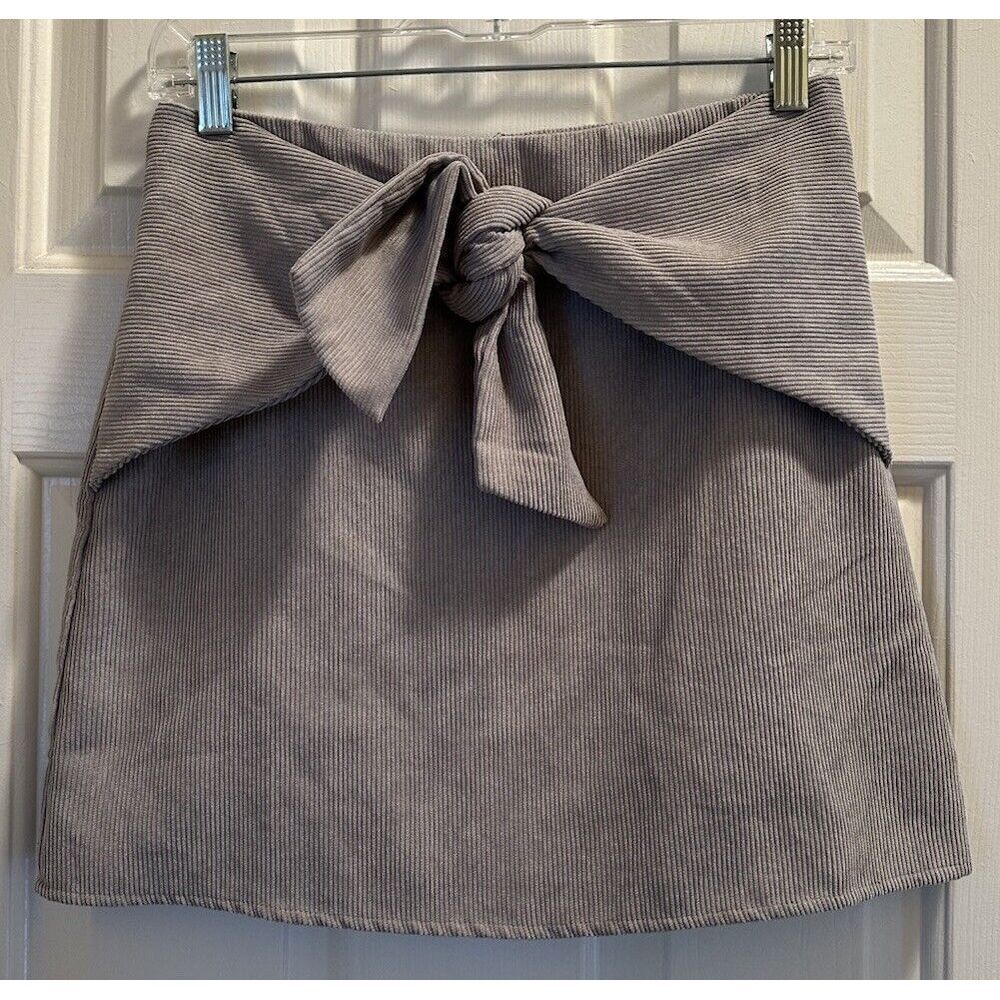 Women's Gray Wrap Around Bow Corduroy Altar'd State Skirt Size‎ Small